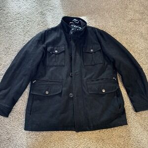 Michael Kors Womens Black Military Single Breasted Trench Coat‎ Size L Classic